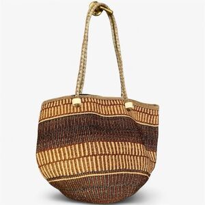 Sisal Market Basket Zip Top Tote Bag